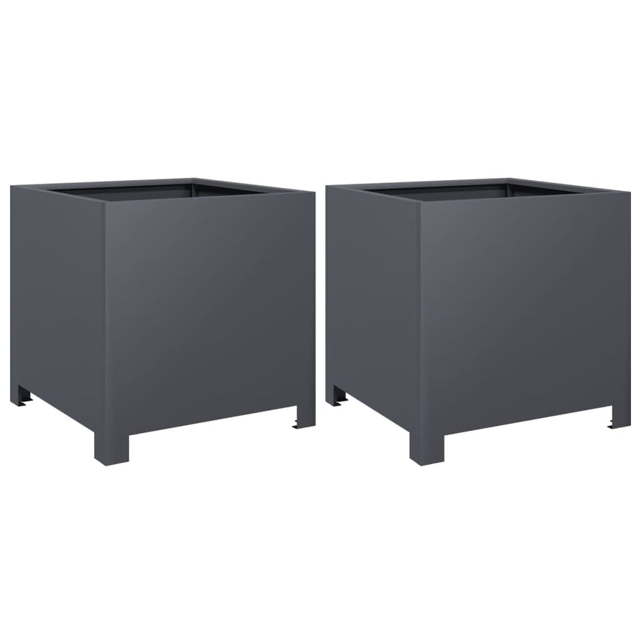 Plantenbakken 2 st 40x40x40 cm staal antracietkleurig