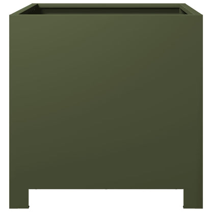 Plantenbakken 2 st 40x40x40 cm staal olijfgroen