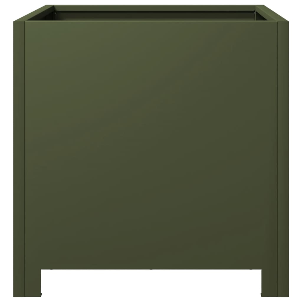 Plantenbakken 2 st 40x40x40 cm staal olijfgroen