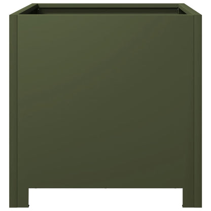 Plantenbakken 2 st 40x40x40 cm staal olijfgroen