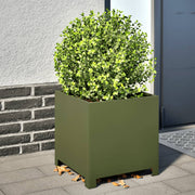 Plantenbak 40x40x40 cm staal olijfgroen (2 stuks)