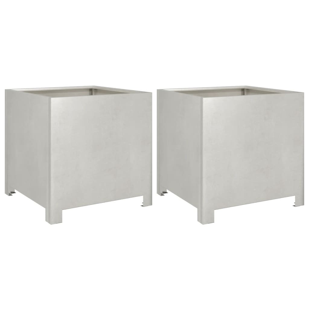 Plantenbakken 2 st 40x40x40 cm roestvrij staal