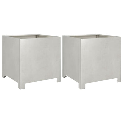 Plantenbakken 2 st 40x40x40 cm roestvrij staal