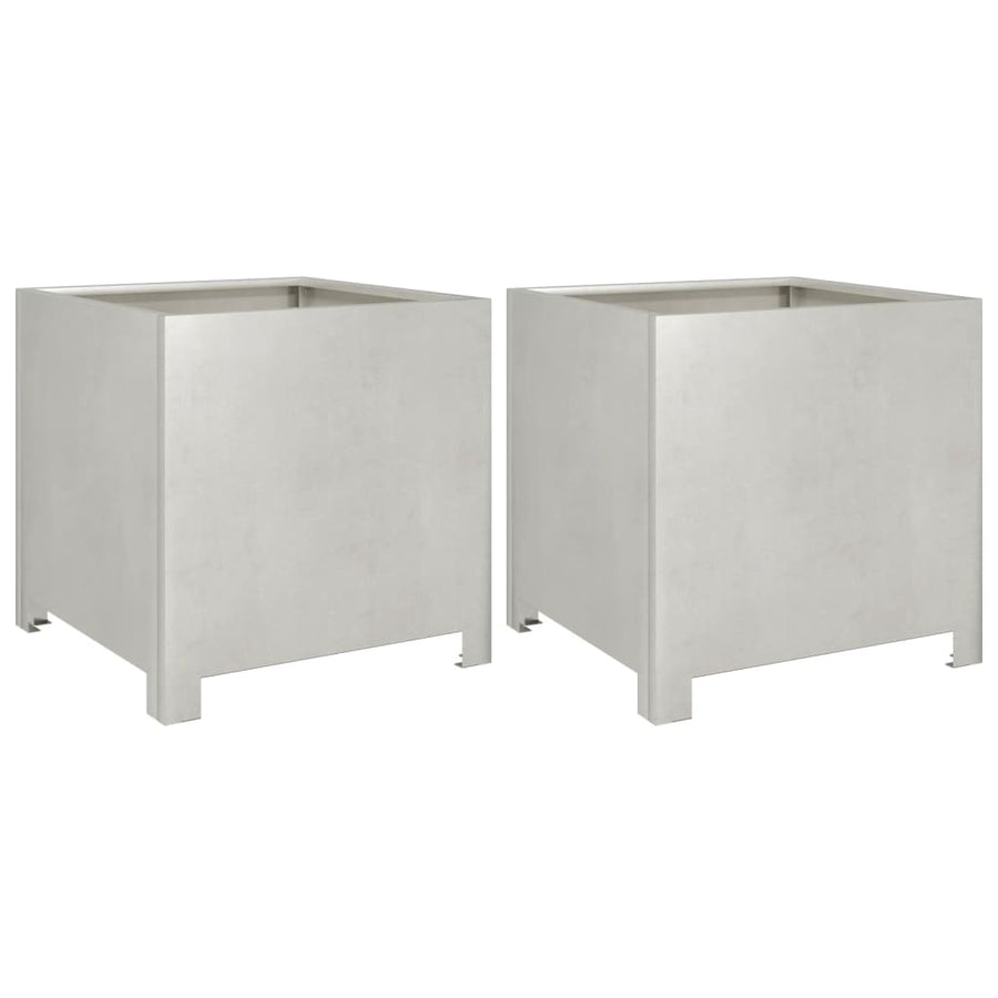 Plantenbakken 2 st 40x40x40 cm roestvrij staal