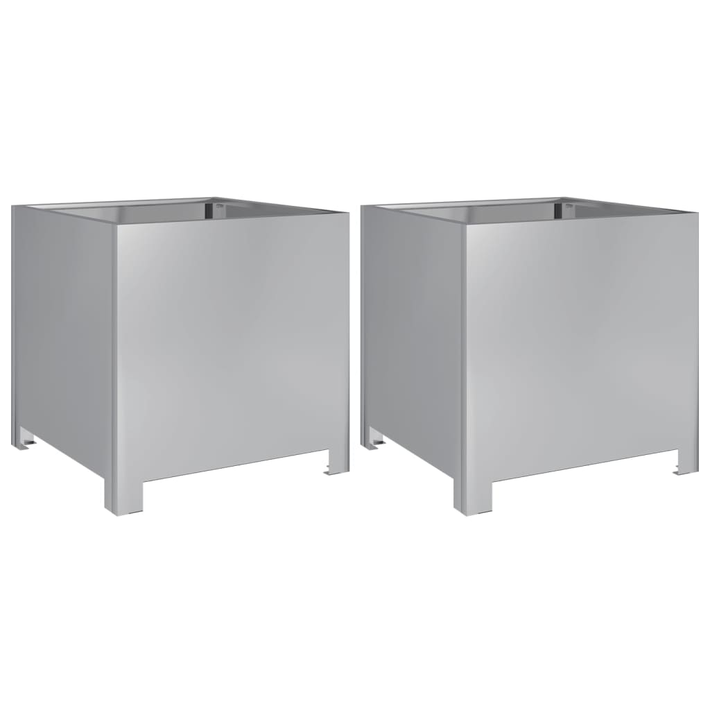 Plantenbakken 2 st 40x40x40 cm gegalvaniseerd staal