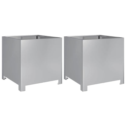 Plantenbakken 2 st 40x40x40 cm gegalvaniseerd staal