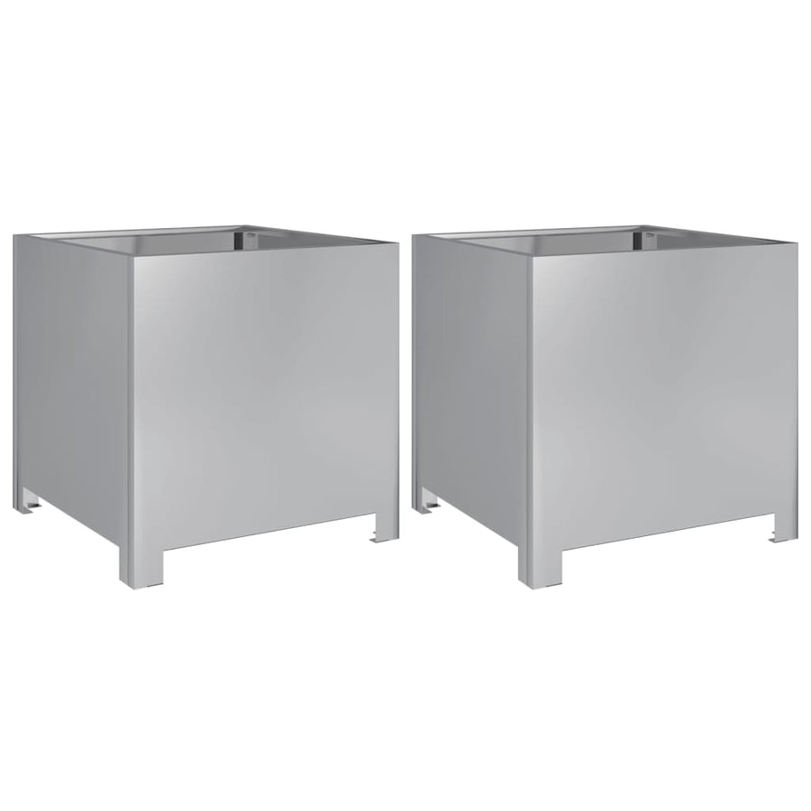 Plantenbakken 2 st 40x40x40 cm gegalvaniseerd staal