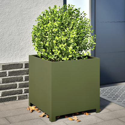 Plantenbak 50x50x50 cm staal olijfgroen