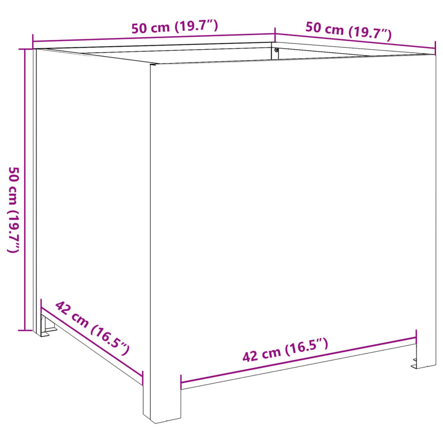 Plantenbak 50x50x50 cm roestvrij staal