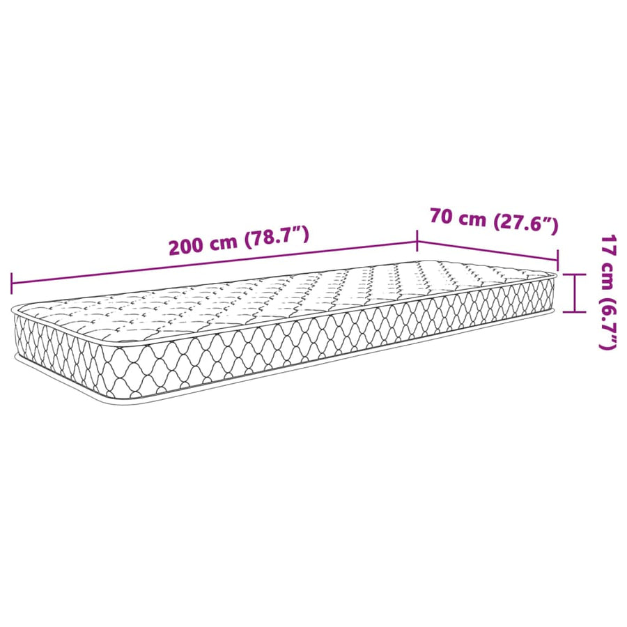 Traagschuimmatras 70x200x17 cm wit