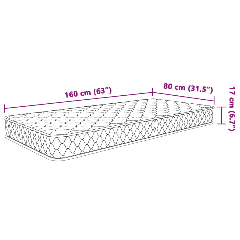 Traagschuimmatras 80x160x17 cm wit