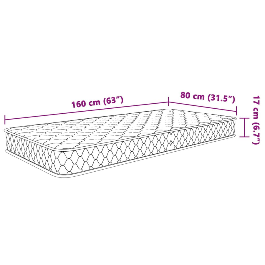 Traagschuimmatras 80x160x17 cm wit