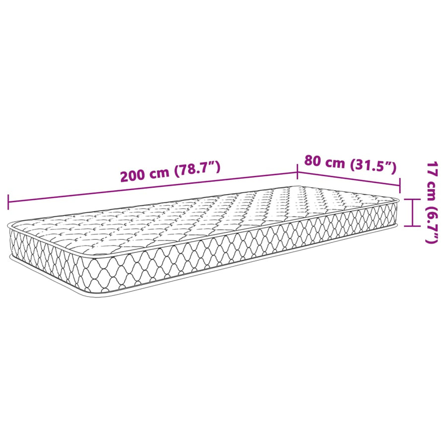 Traagschuimmatras 80x200x17 cm wit