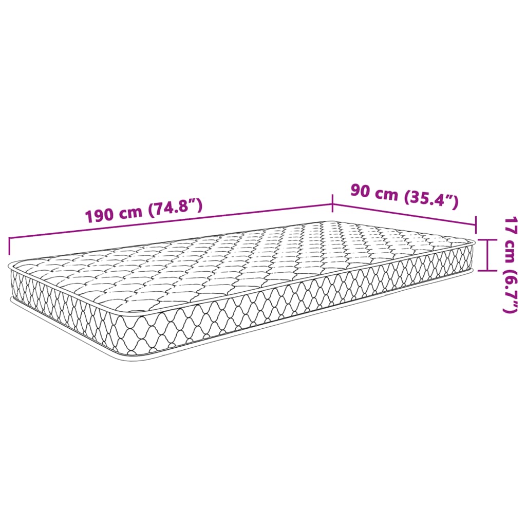 Traagschuimmatras 90x190x17 cm wit