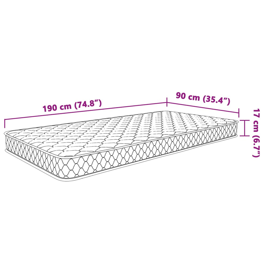 Traagschuimmatras 90x190x17 cm wit