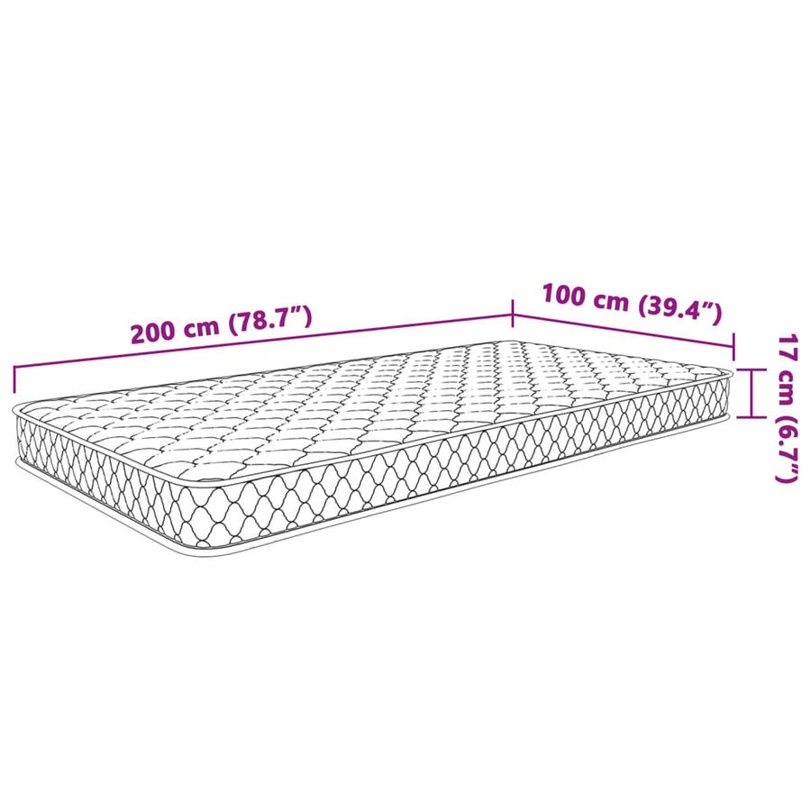 Traagschuimmatras 100x200x17 cm wit