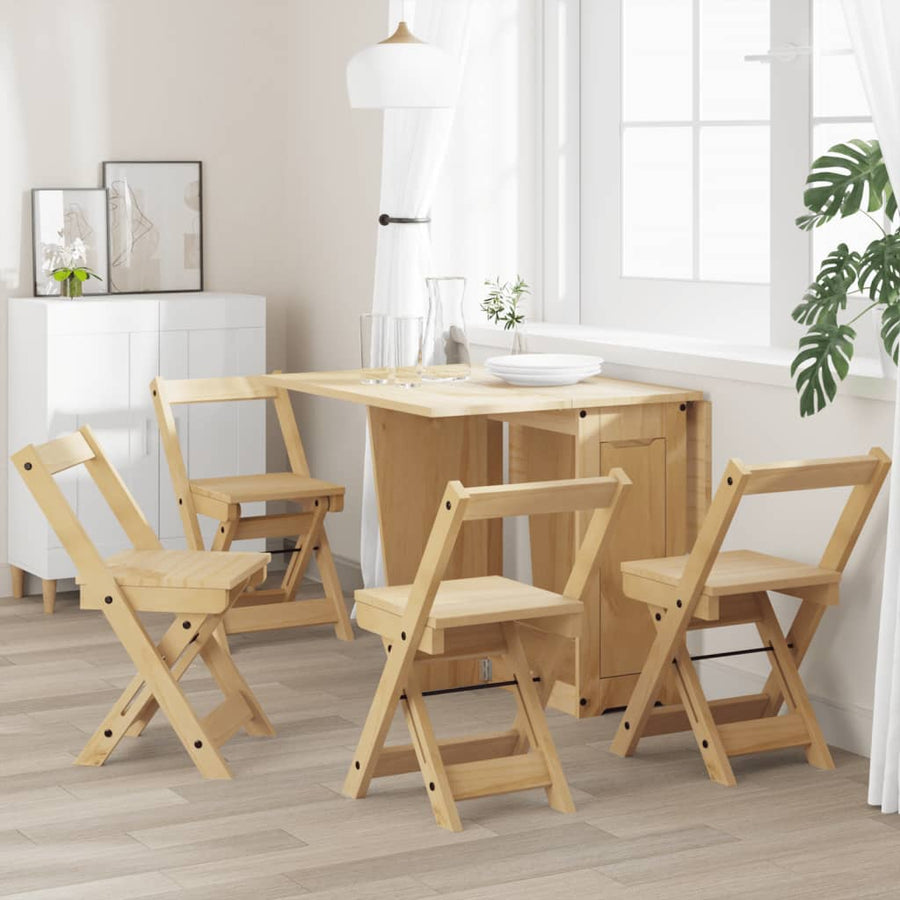 Eetkamerstoelen 4 st Corona inklapbaar grenenhout wasbruin