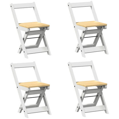 Eetkamerstoelen 4 st Corona inklapbaar massief grenenhout wit