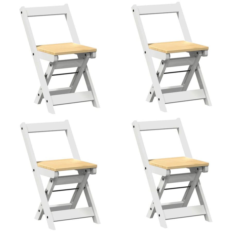 Eetkamerstoelen 4 st Corona inklapbaar massief grenenhout wit