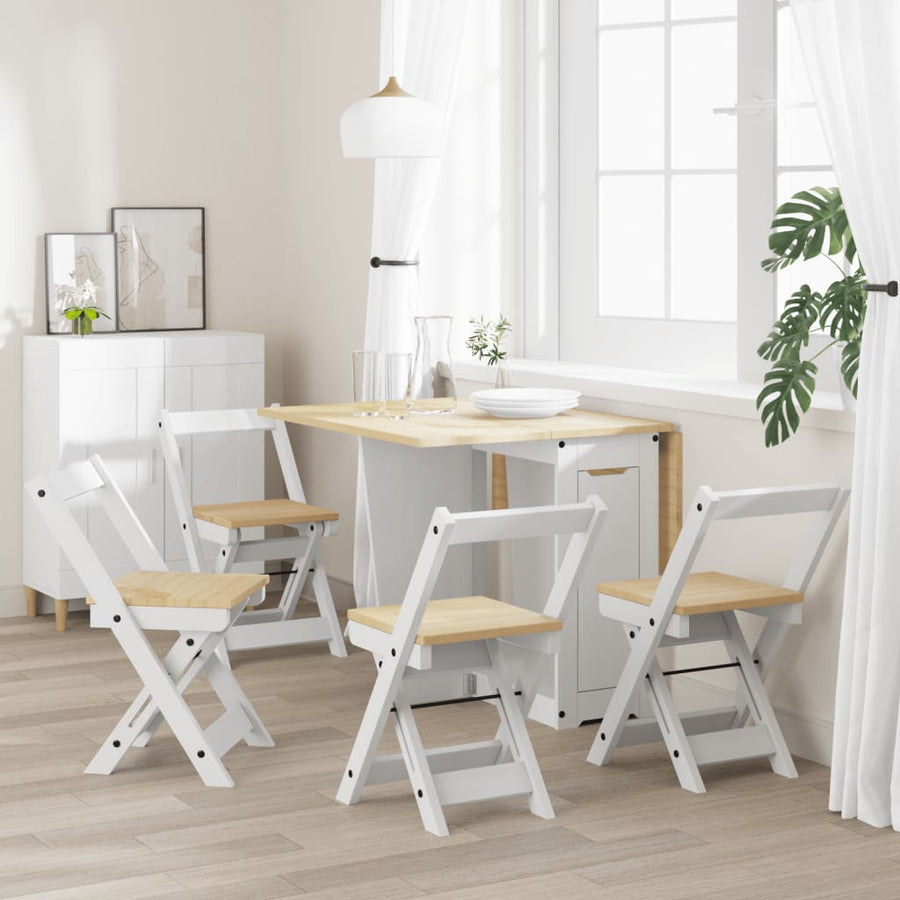Eetkamerstoelen 4 st Corona inklapbaar massief grenenhout wit