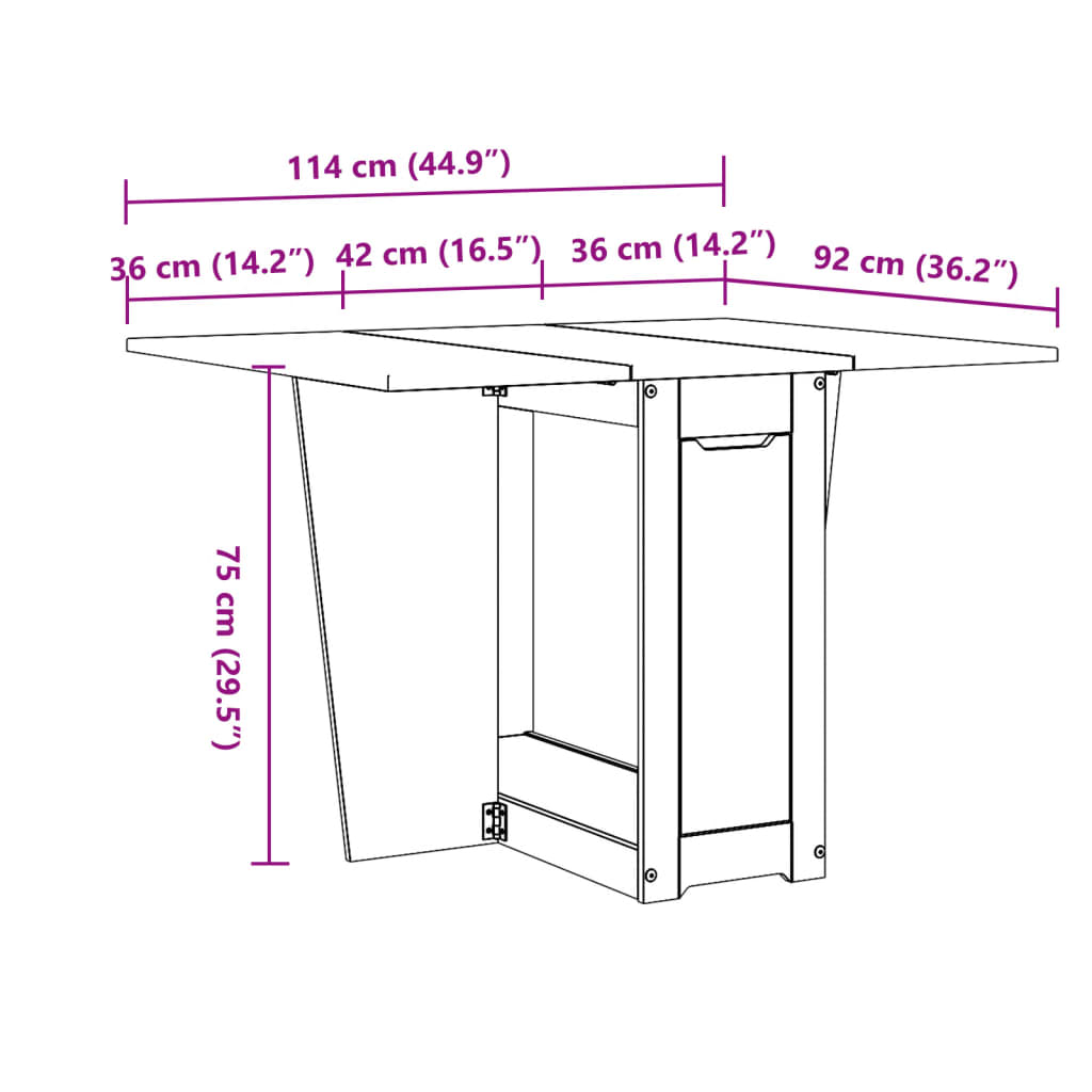 Eettafel Corona inklapbaar massief grenenhout grijs