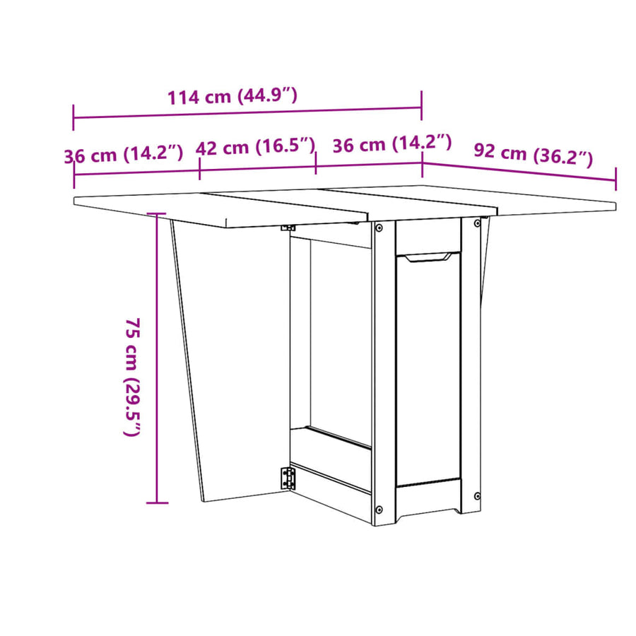Eettafel Corona inklapbaar massief grenenhout grijs