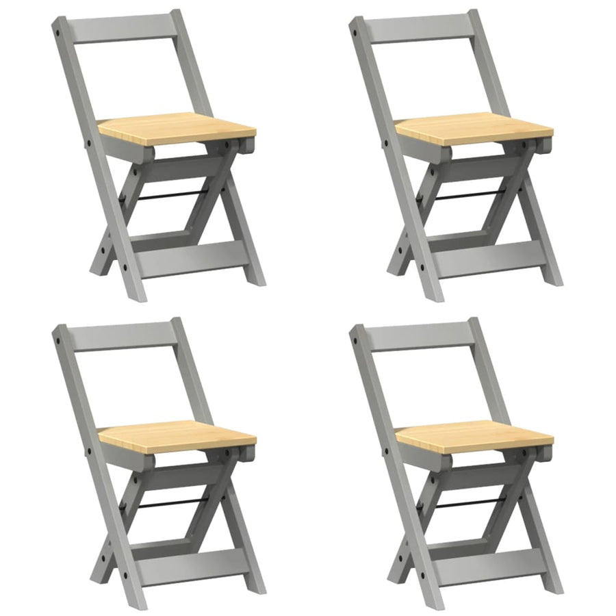 Eetkamerstoelen 4 st Corona inklapbaar massief grenenhout grijs