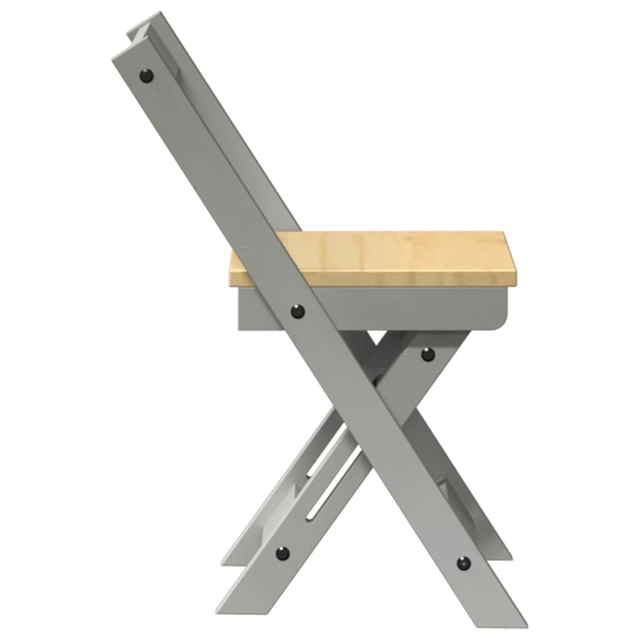 Eetkamerstoelen 4 st Corona inklapbaar massief grenenhout grijs