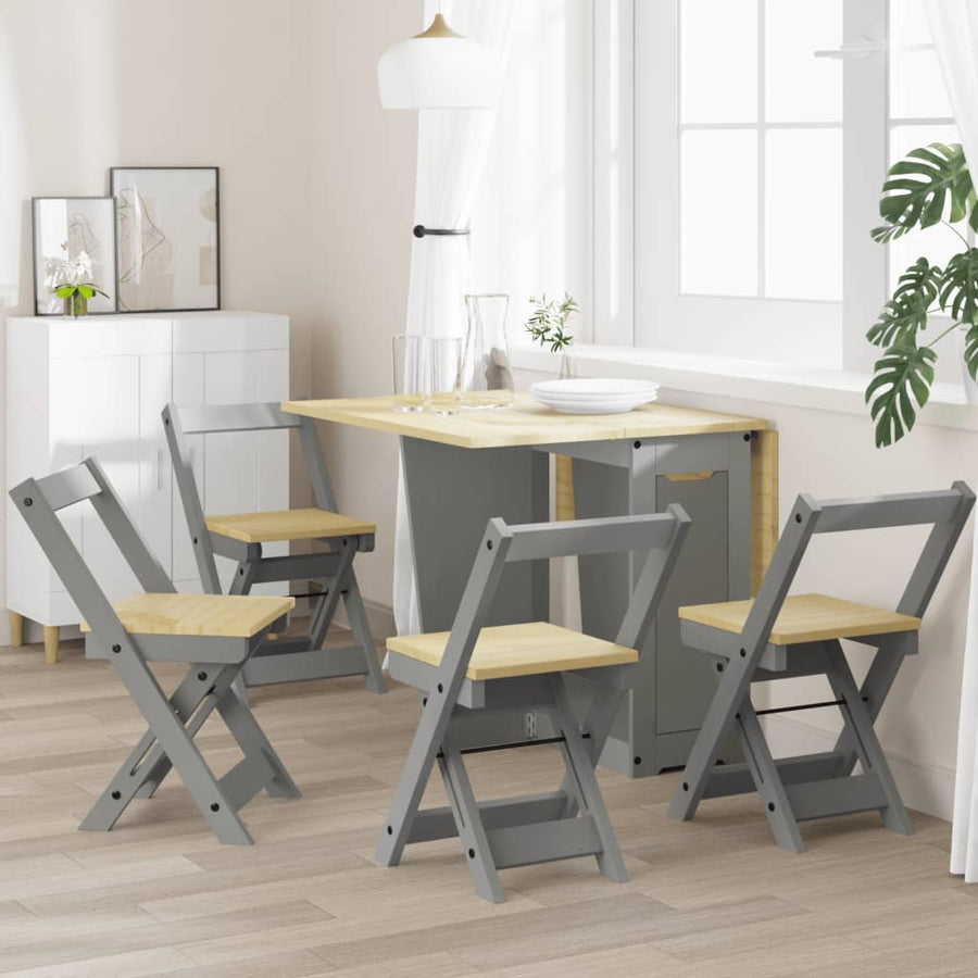 Eetkamerstoelen 4 st Corona inklapbaar massief grenenhout grijs