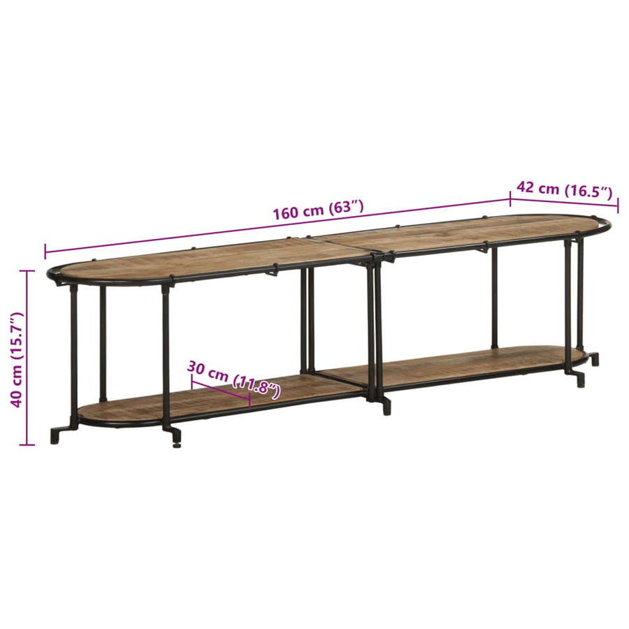 Tv-meubel 160x42x40 cm massief ruw mangohout