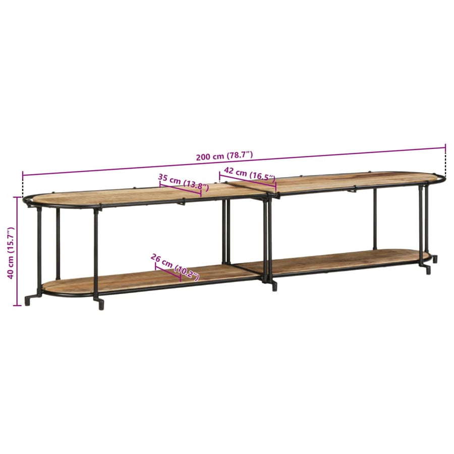 Tv-meubel 200x42x40 cm massief ruw mangohout