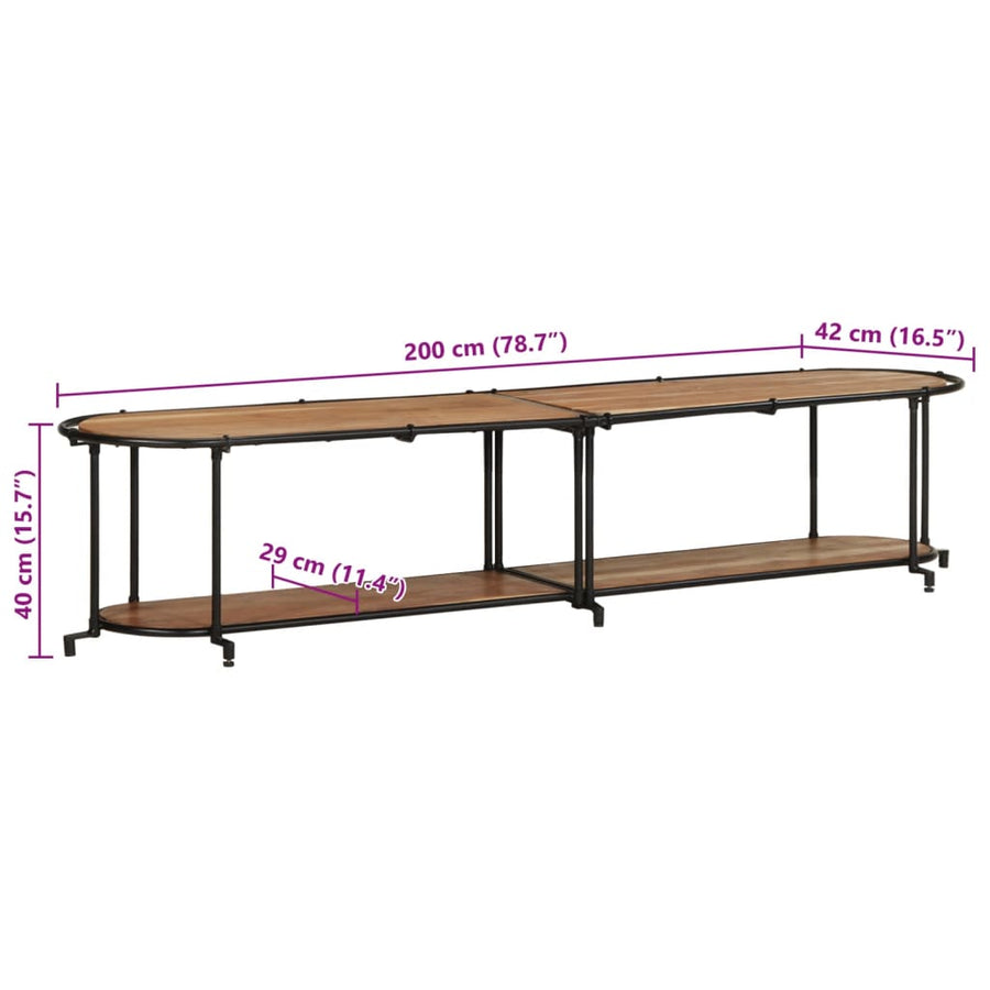 Tv-meubel 200x42x40 cm massief acaciahout