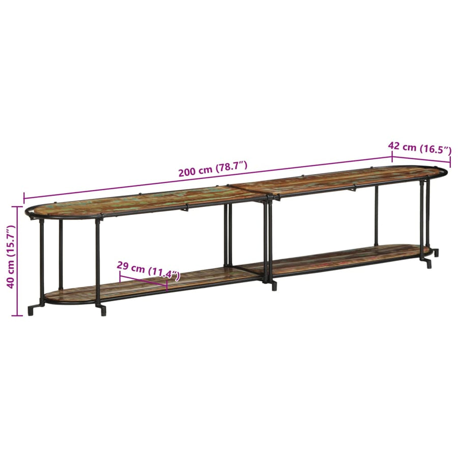 Tv-meubel 200x42x40 cm massief gerecycled hout
