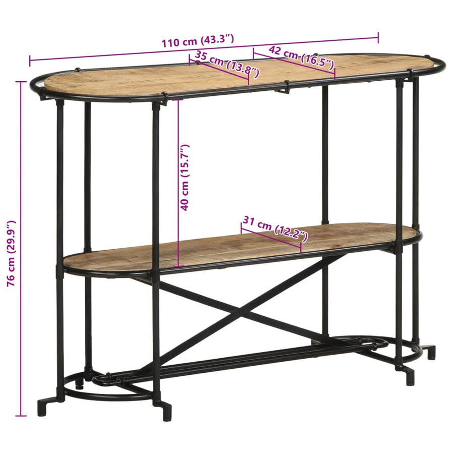 Wandtafel 110x42x76 cm massief ruw mangohout