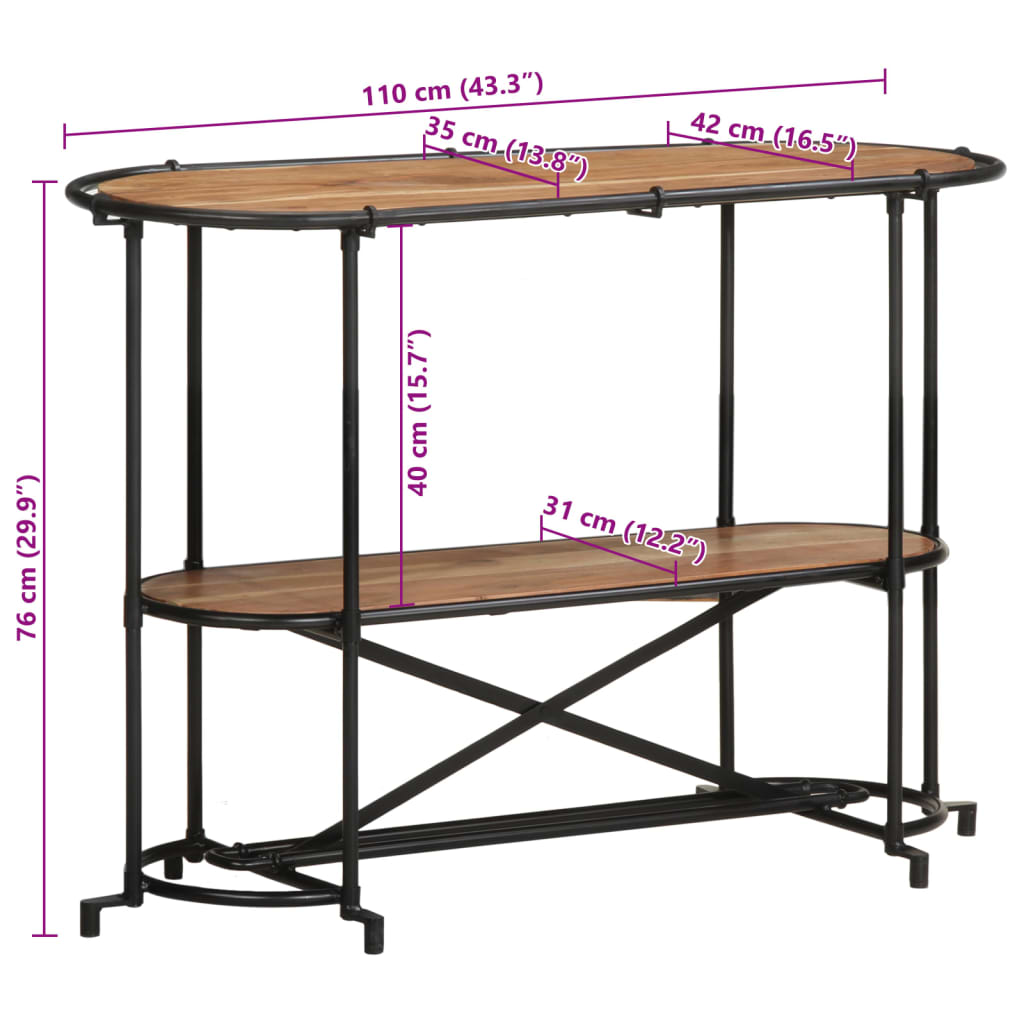 Wandtafel 110x42x76 cm massief acaciahout