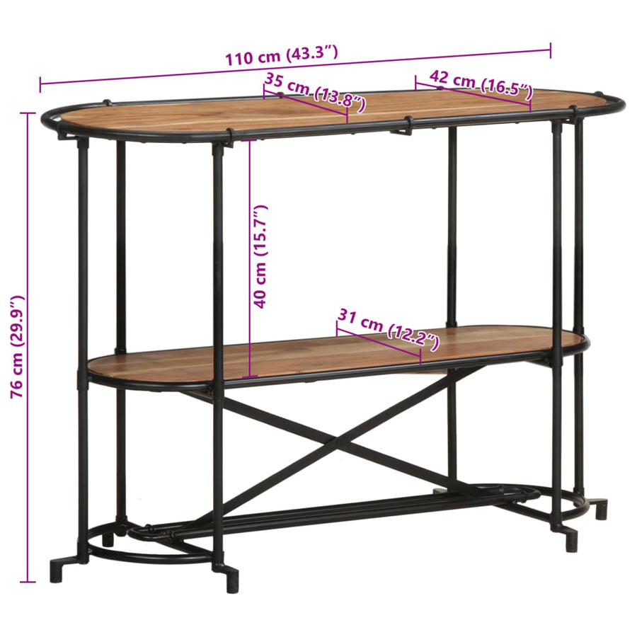 Wandtafel 110x42x76 cm massief acaciahout