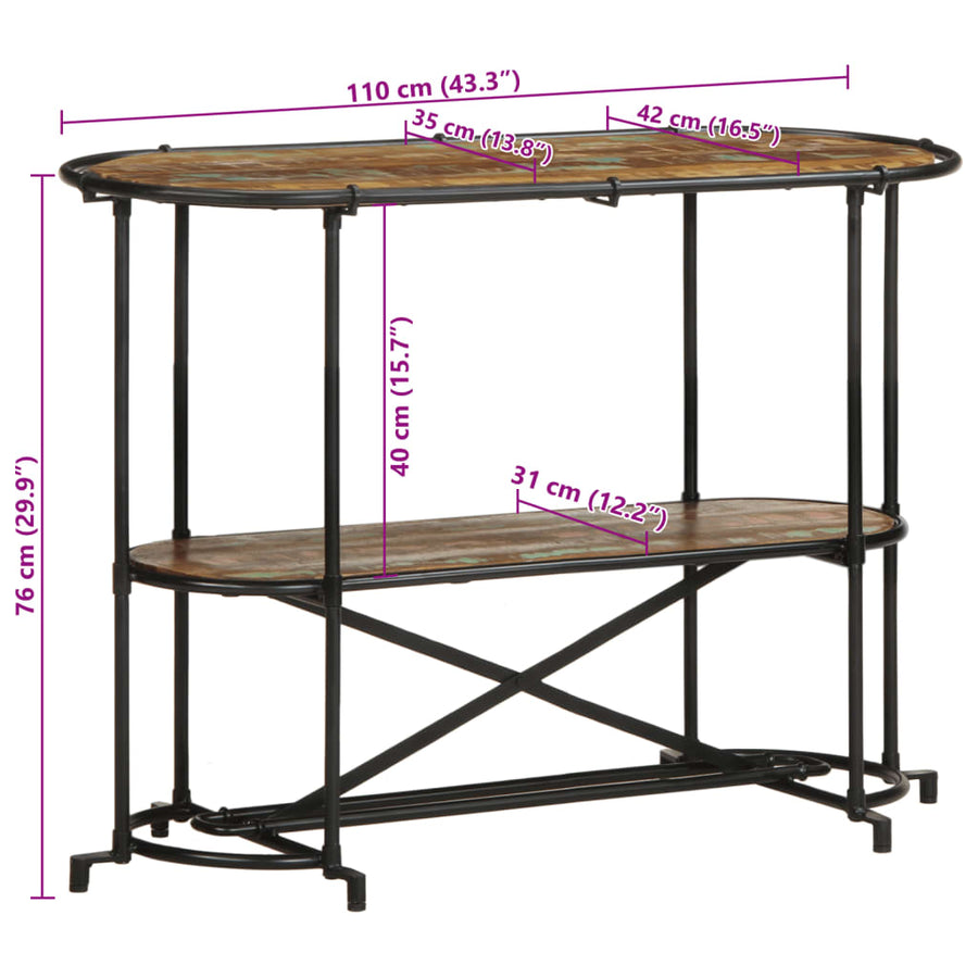 Wandtafel 110x42x76 cm massief gerecycled hout