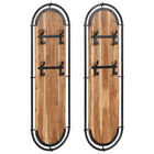 Wall-mounted coat racks 2 pcs with 4 hooks solid acacia wood
