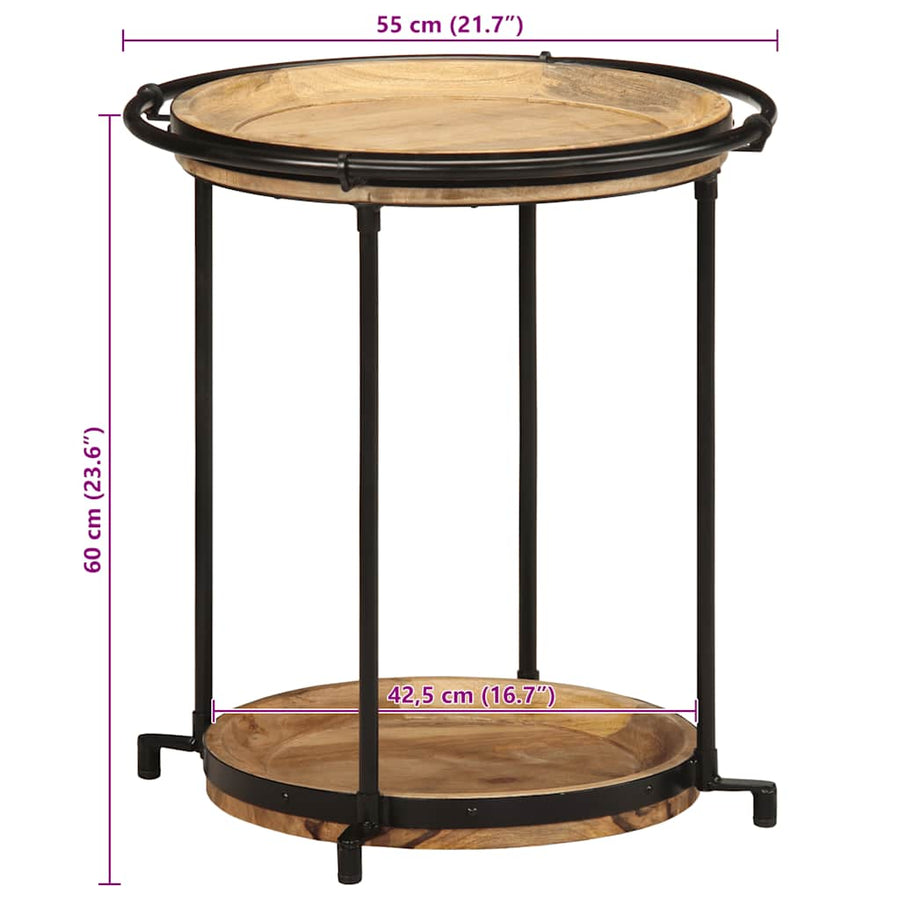 Bijzettafel Ø55x60 cm massief mangohout