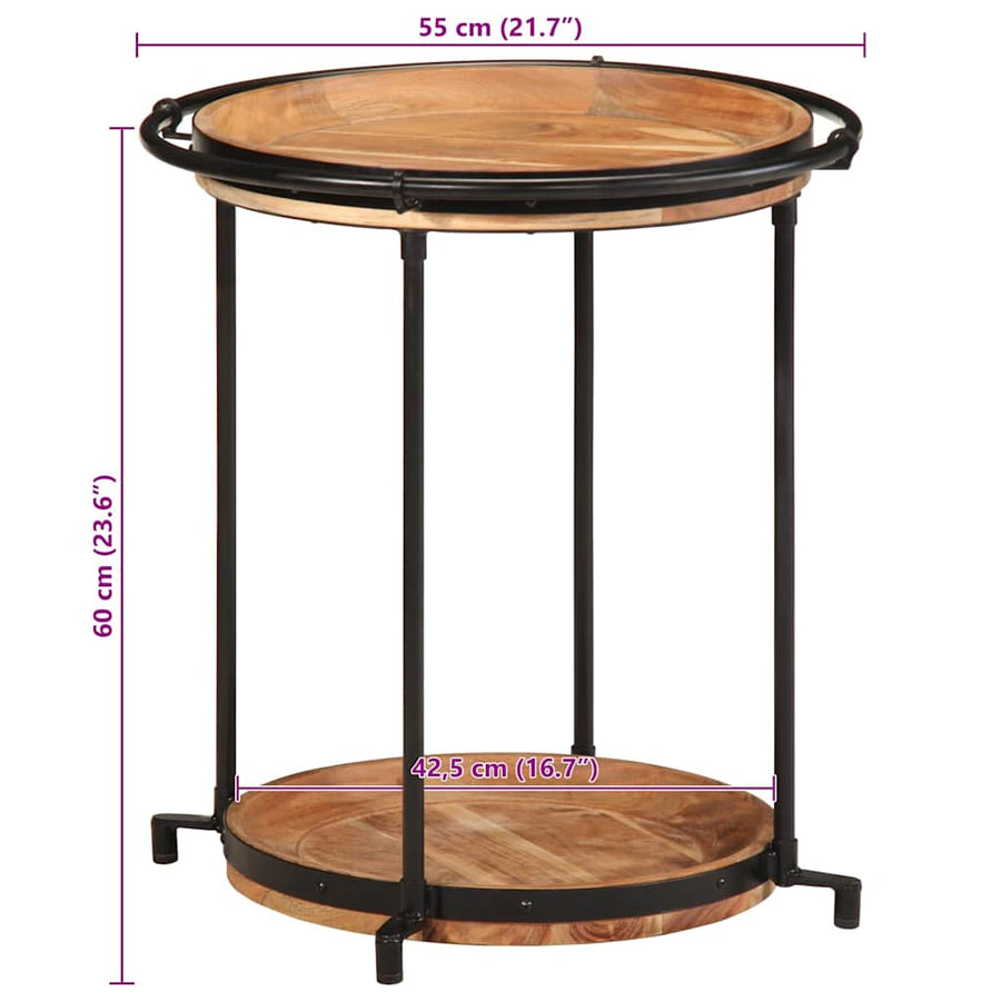Bijzettafel Ø55x60 cm massief acaciahout