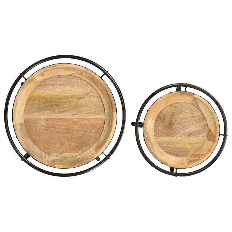 2-delige bijzettafelset massief hout mango