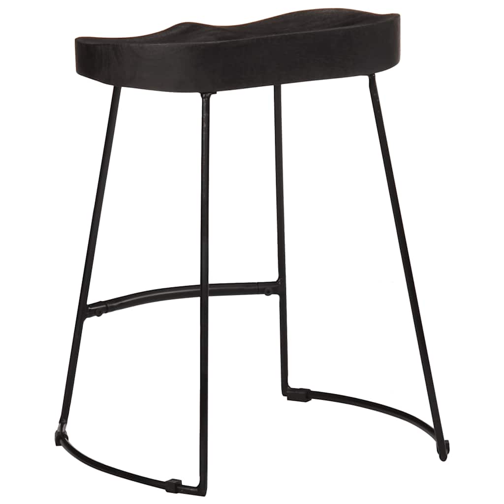 Barkrukken 2 st zwart 46x38x52 cm massief mangohout