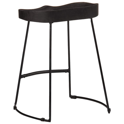 Barkrukken 2 st zwart 46x38x52 cm massief mangohout