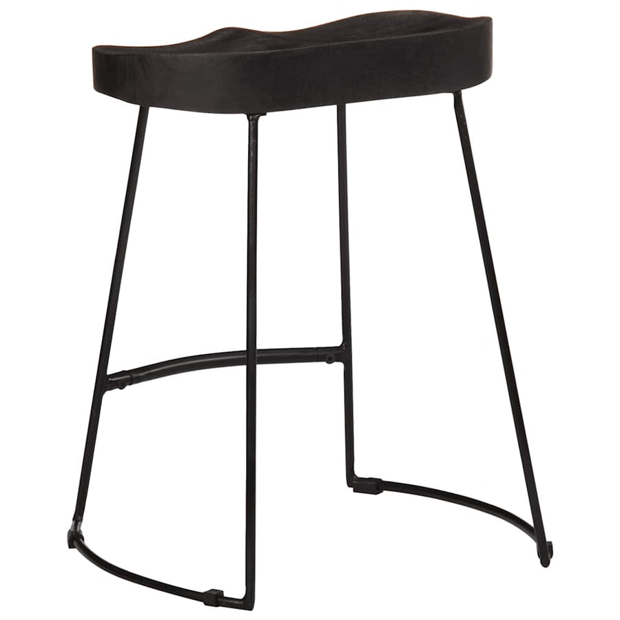 Barkrukken 2 st zwart 46x38x52 cm massief mangohout