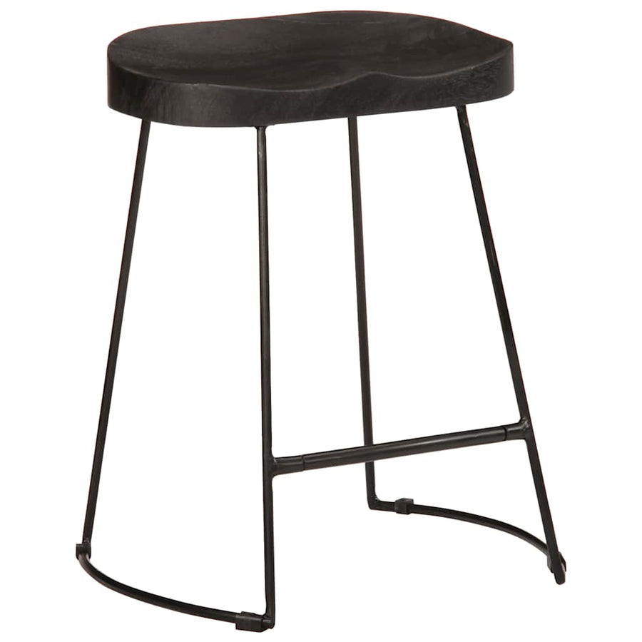 Barkrukken 2 st zwart 46x38x52 cm massief mangohout