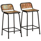 Barkrukken 2 st massief gerecycled hout 46x35,5x80 cm