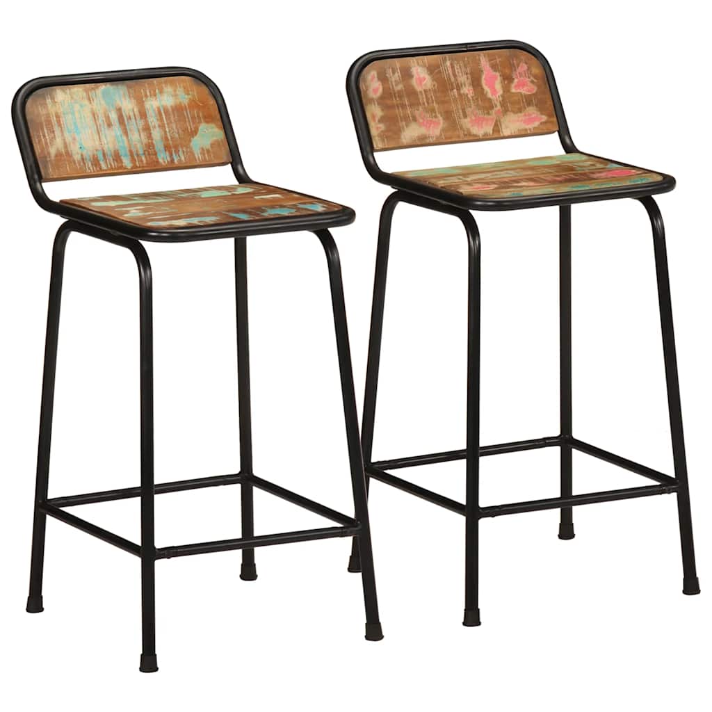 Barkrukken 2 st 46x35,5x80 cm massief gerecycled hout