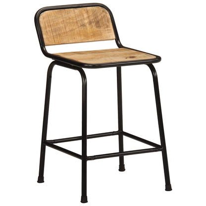 Barkrukken 2 st 46x35,5x70 cm massief hout ruw mangohout