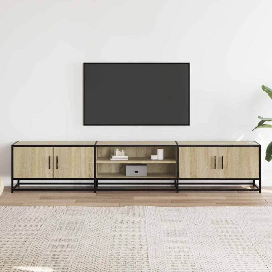 Tv-meubel 210x35x41 cm bewerkt hout sonoma eikenkleurig