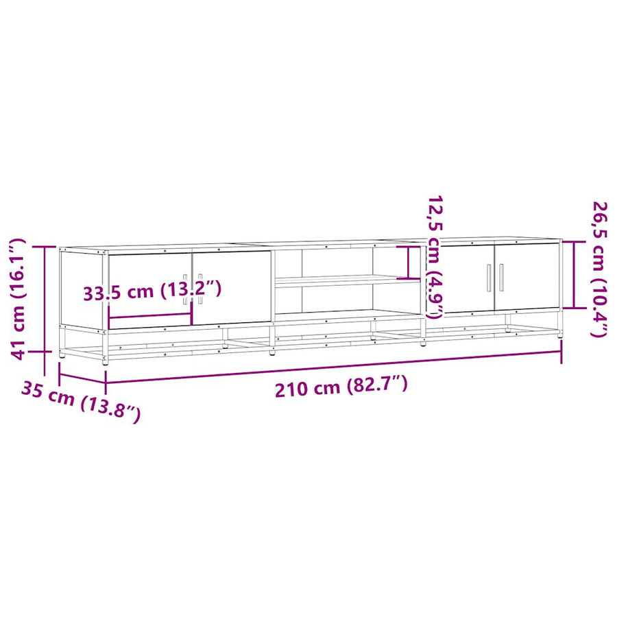 Tv-meubel 210x35x41 cm bewerkt hout sonoma eikenkleurig